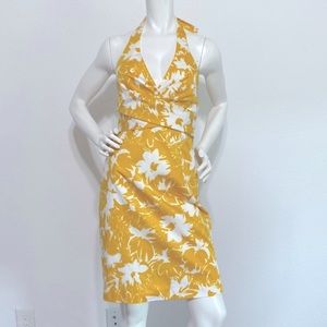 Donna Ricco Yellow & White Floral Halter Dress Size 6